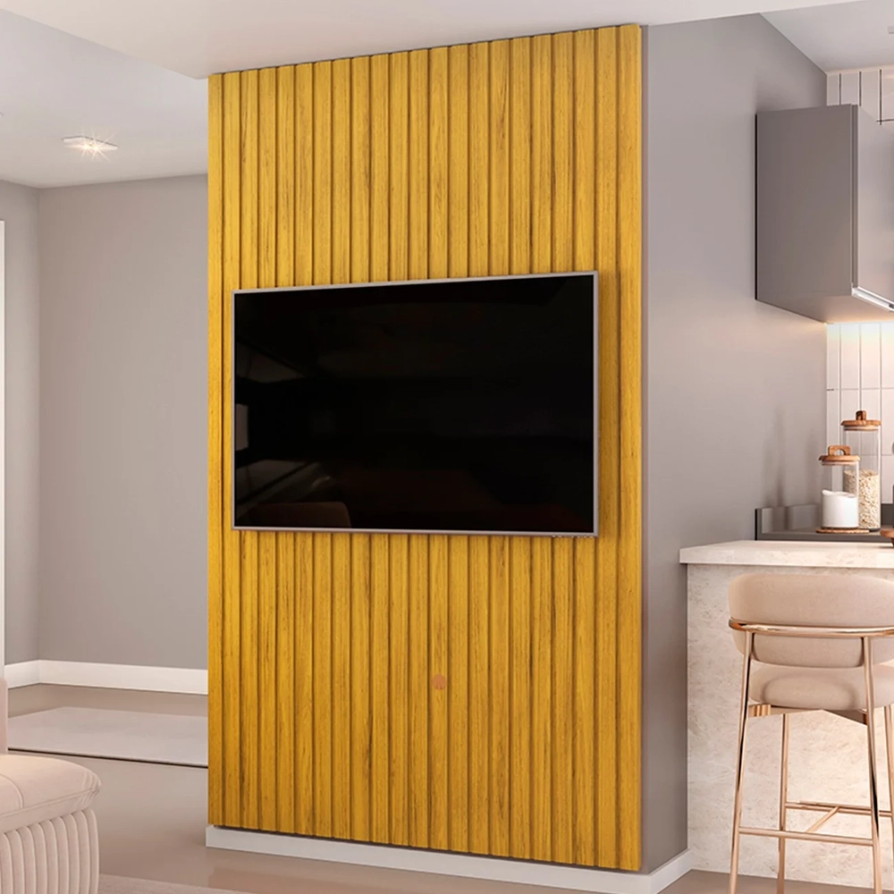 Painel TV 60 Pol 143cm Suspenso Ripado Noah D04 Cedro - Mpozenato