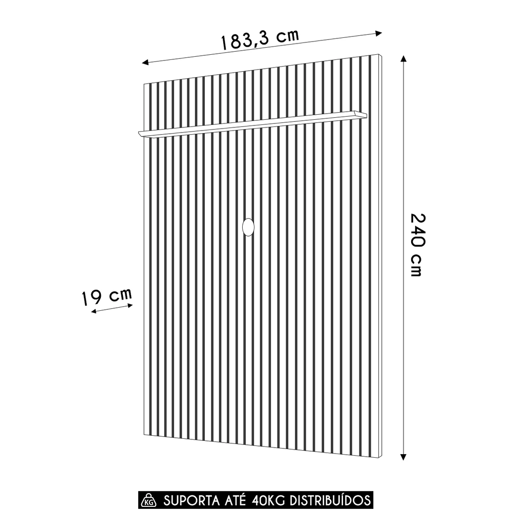 Painel TV 65 Pol 183cm Suspenso Ripado Noah D04 Freijó - Mpozenato