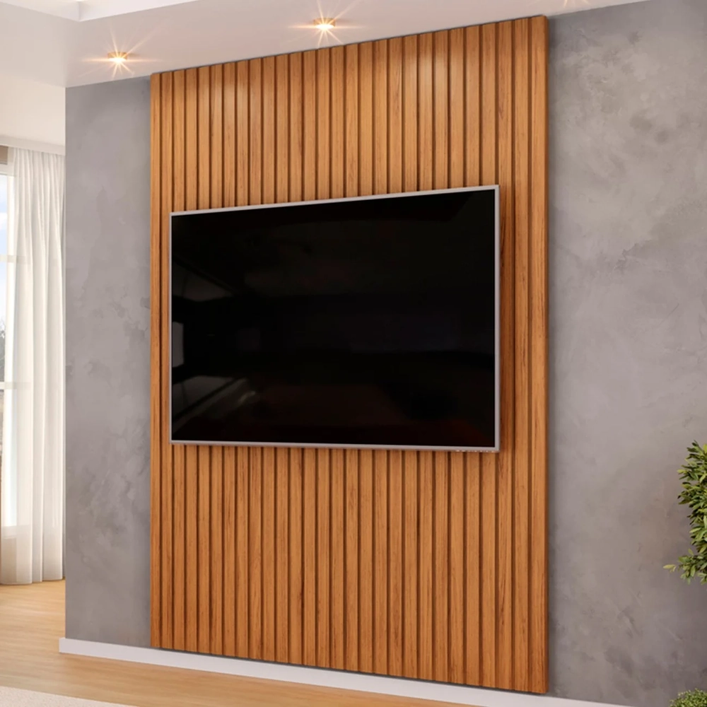 Painel TV 65 Pol 183cm Suspenso Ripado Noah D04 Freijó - Mpozenato