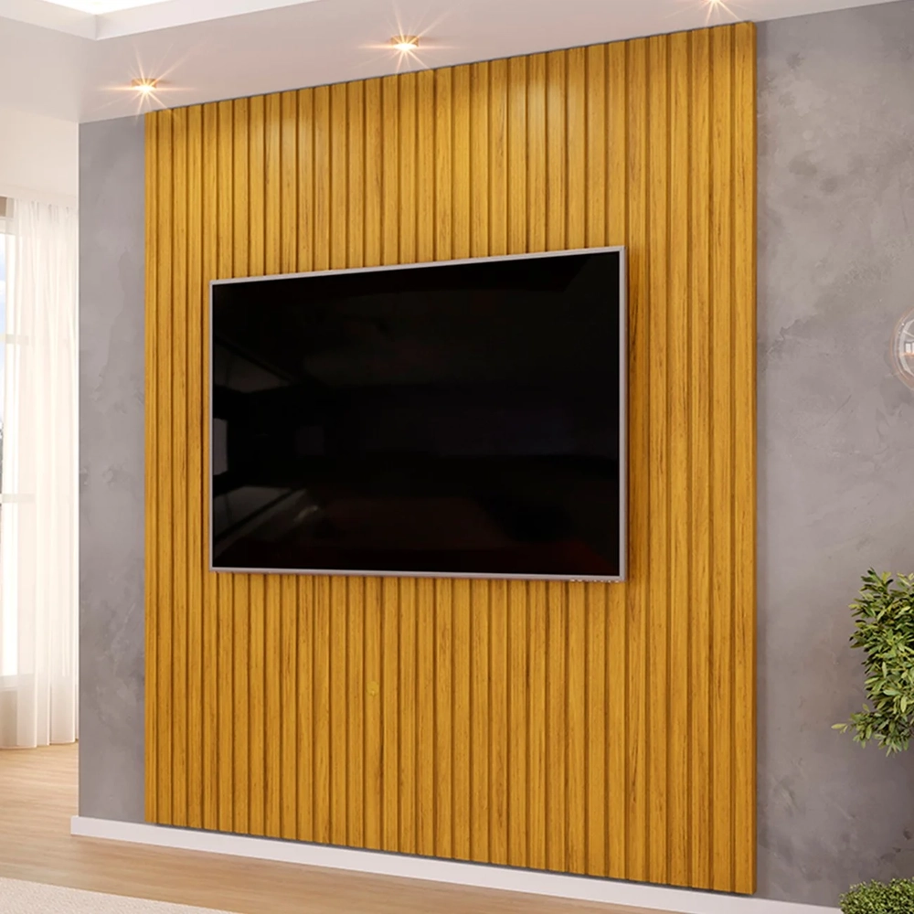 Painel TV 75 Pol 223cm Suspenso Ripado Noah D04 Cedro - Mpozenato