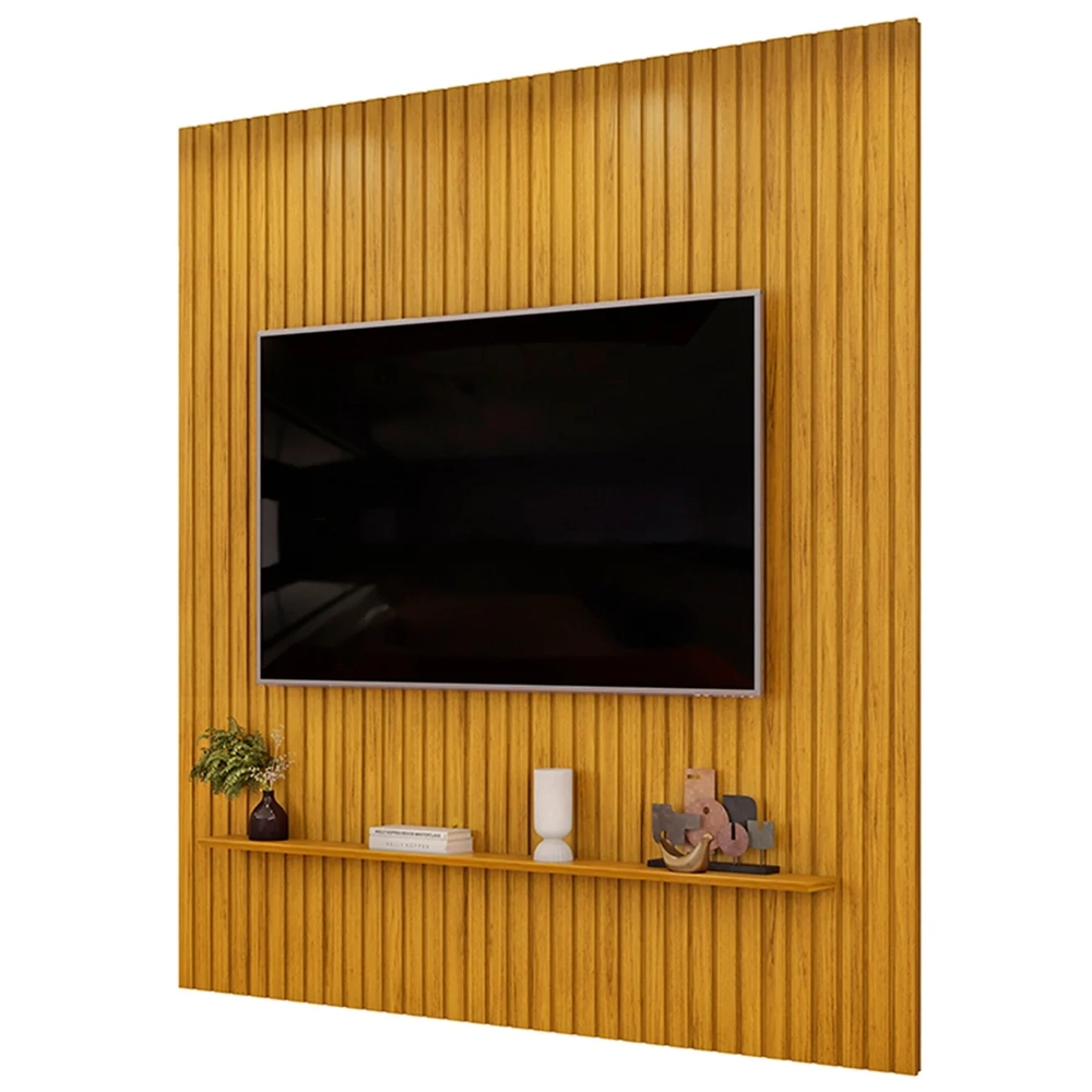 Painel TV 75 Pol 223cm Suspenso Ripado Noah D04 Cedro - Mpozenato