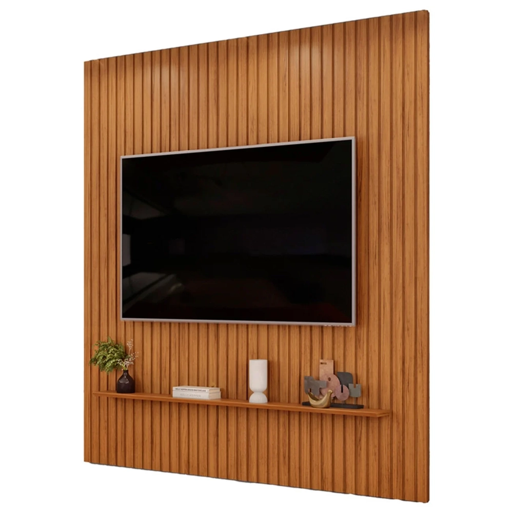 Painel TV 75 Pol 223cm Suspenso Ripado Noah D04 Freijó - Mpozenato