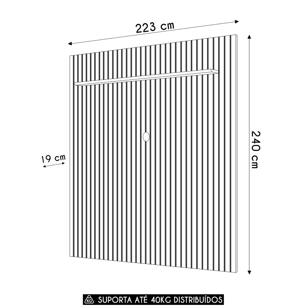 Painel TV 75 Pol 223cm Suspenso Ripado Noah D04 Freijó - Mpozenato