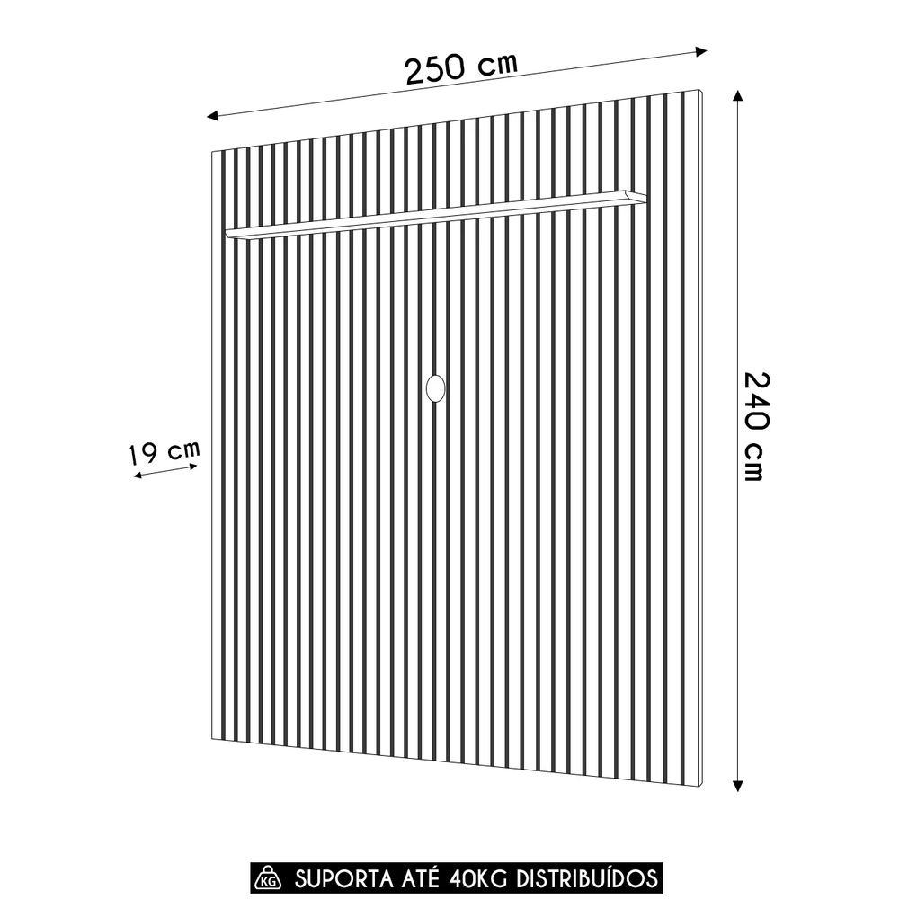 Painel TV 75 Pol 250cm Suspenso Ripado Noah D04 Cedro - Mpozenato
