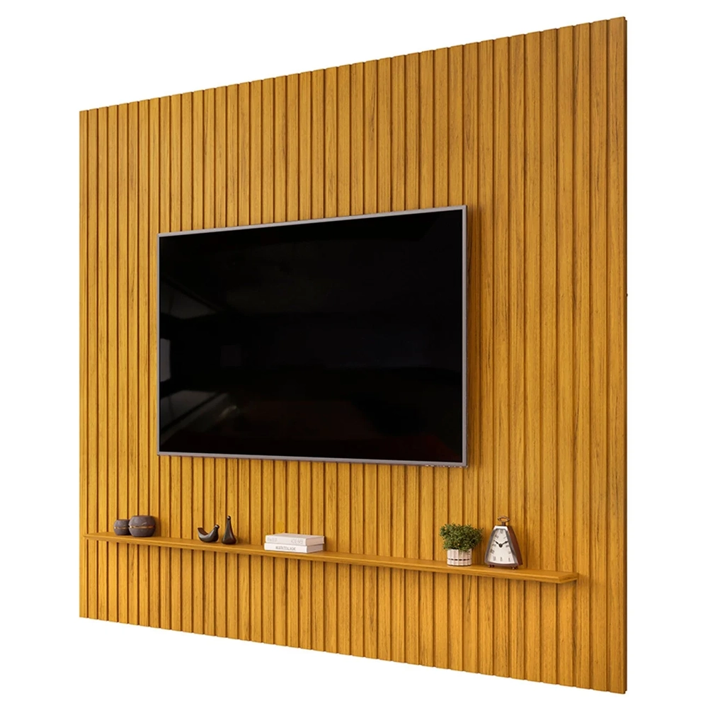 Painel TV 75 Pol 275cm Suspenso Ripado Noah D04 Cedro - Mpozenato