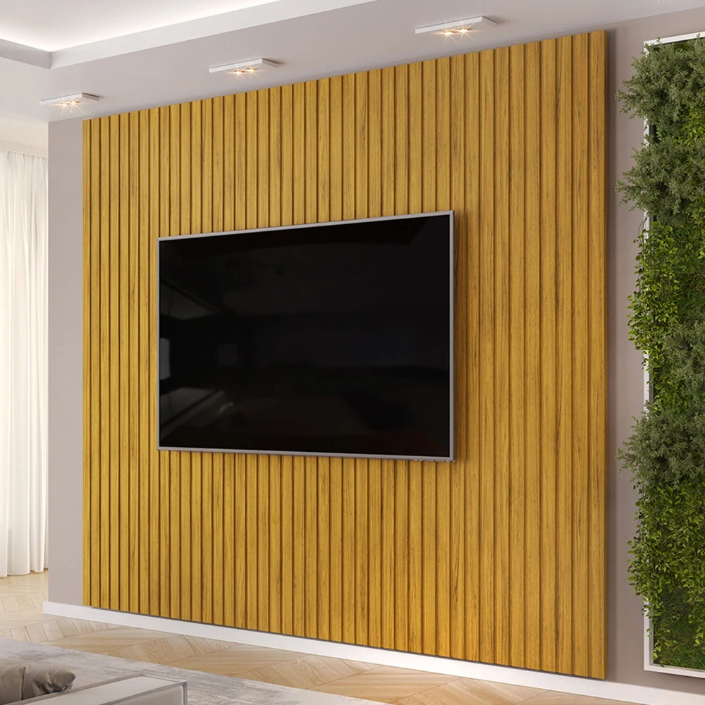 Painel TV 75 Pol 275cm Suspenso Ripado Noah D04 Cedro - Mpozenato