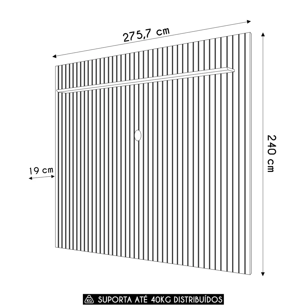 Painel TV 75 Pol 275cm Suspenso Ripado Noah D04 Freijó - Mpozenato