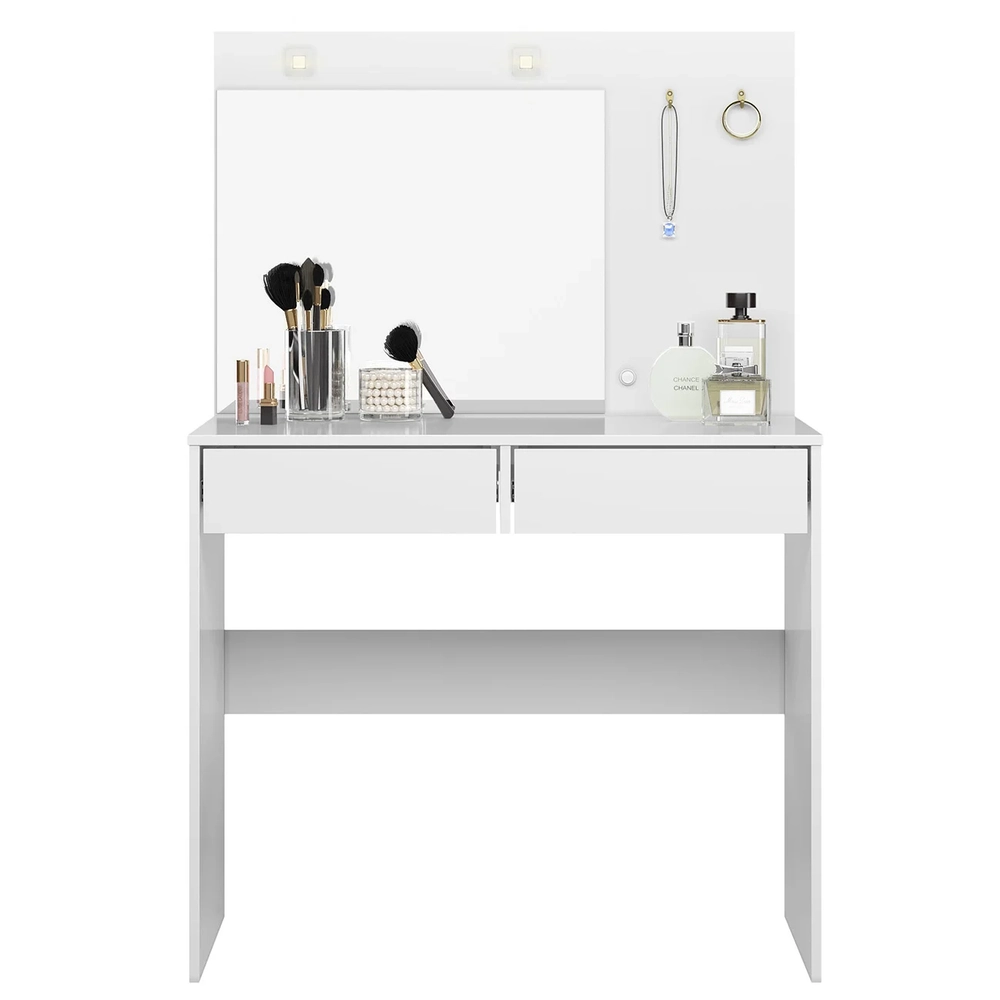 Penteadeira Camarim Com Espelho 2 Gavetas Siena Z17 Branco - Mpozenato