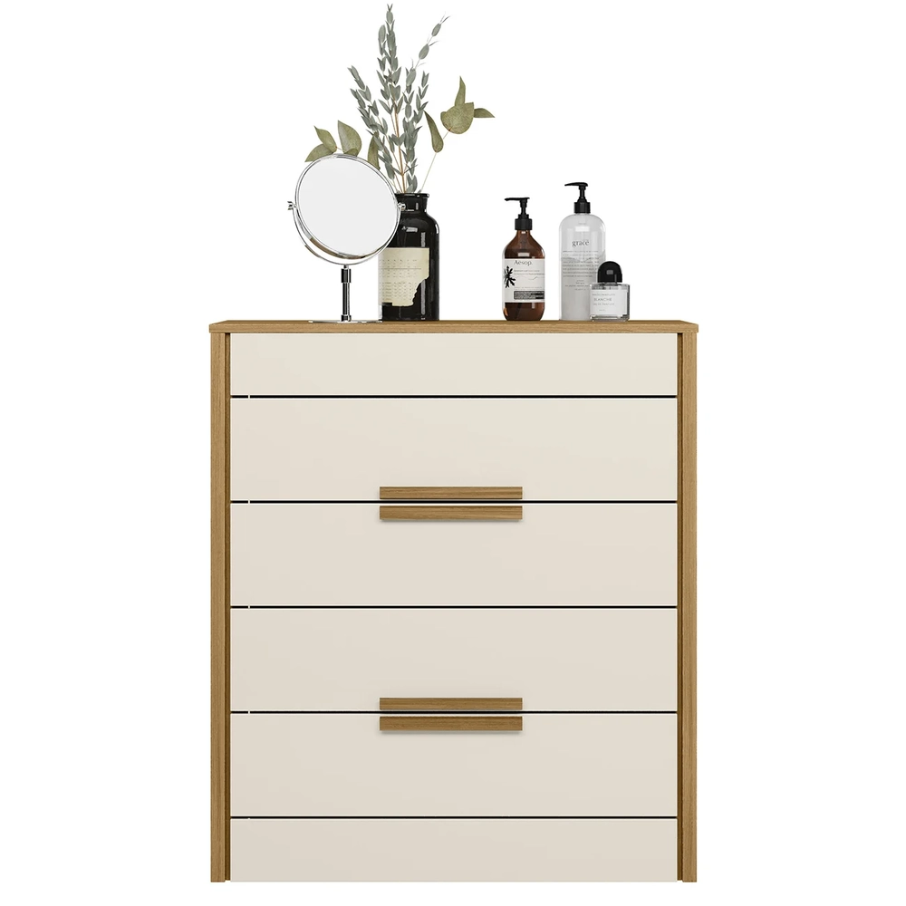 Cômoda Para Quarto 4 Gavetas 86cm Pavia Z17 Freijó/Off White - Mpozenato