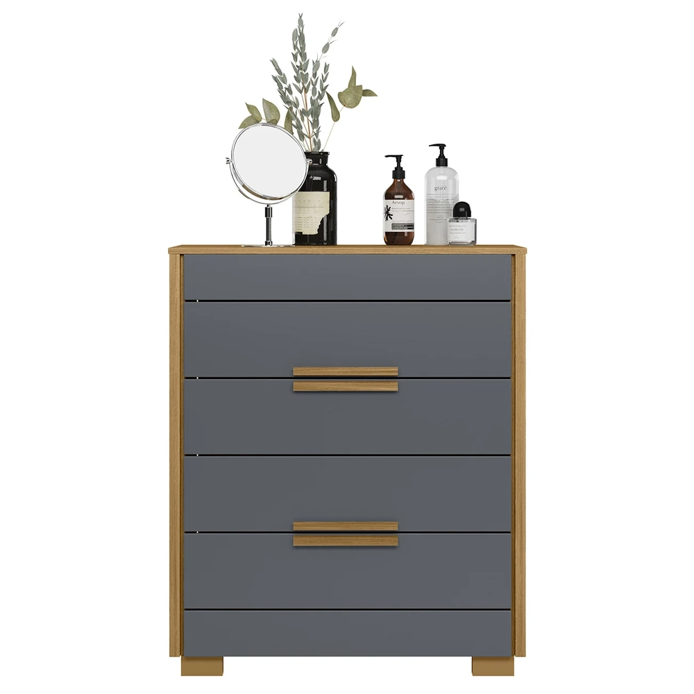 Cômoda Para Quarto 4 Gavetas 86cm Pavia Z17 Freijó/Cinza - Mpozenato