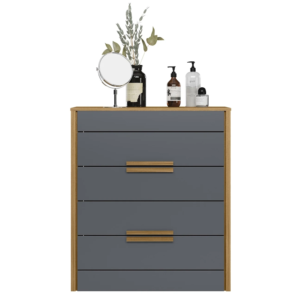 Cômoda Para Quarto 4 Gavetas 86cm Pavia Z17 Freijó/Cinza - Mpozenato