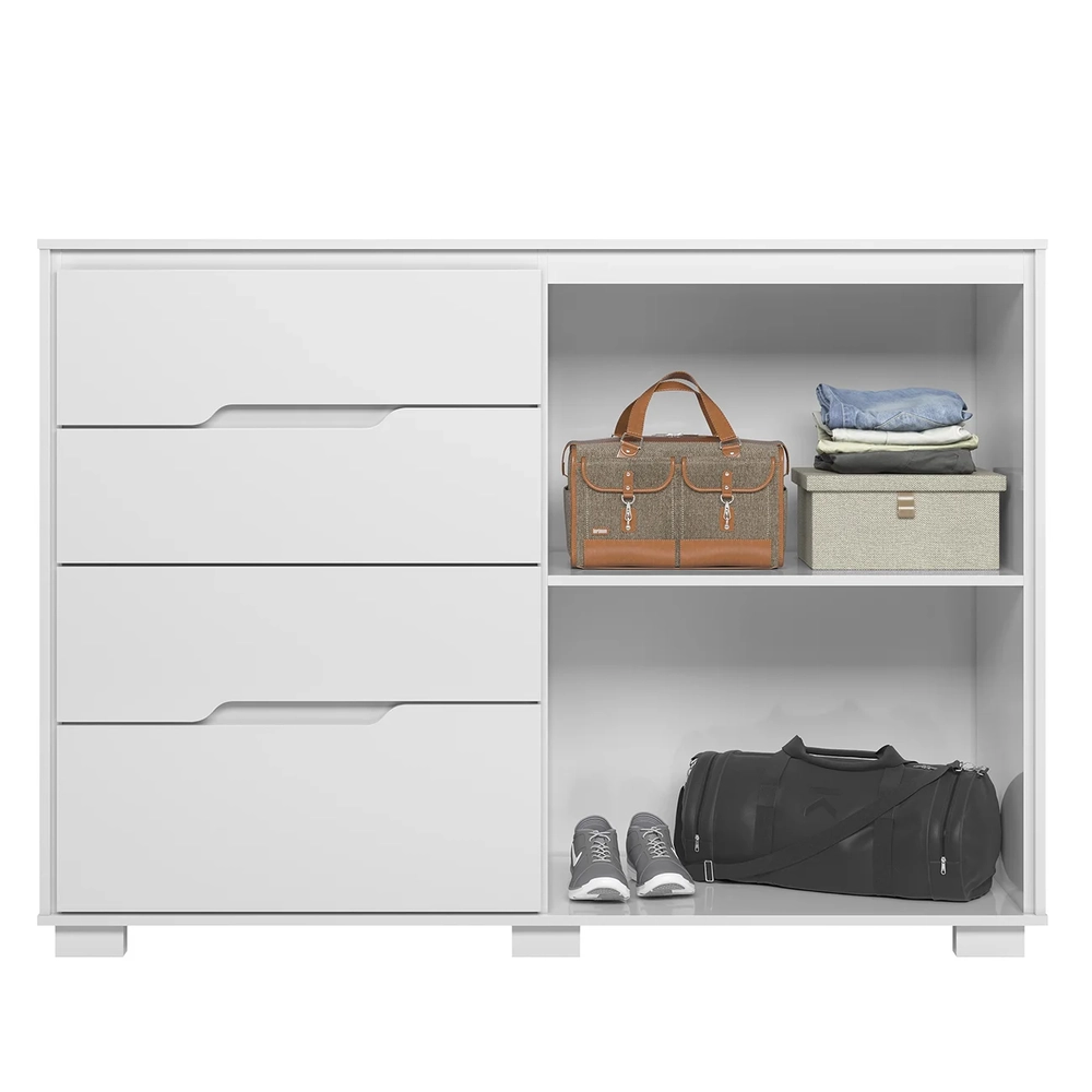 Cômoda Para Quarto 4 Gavetas 147cm Gênova Z17 Branco - Mpozenato