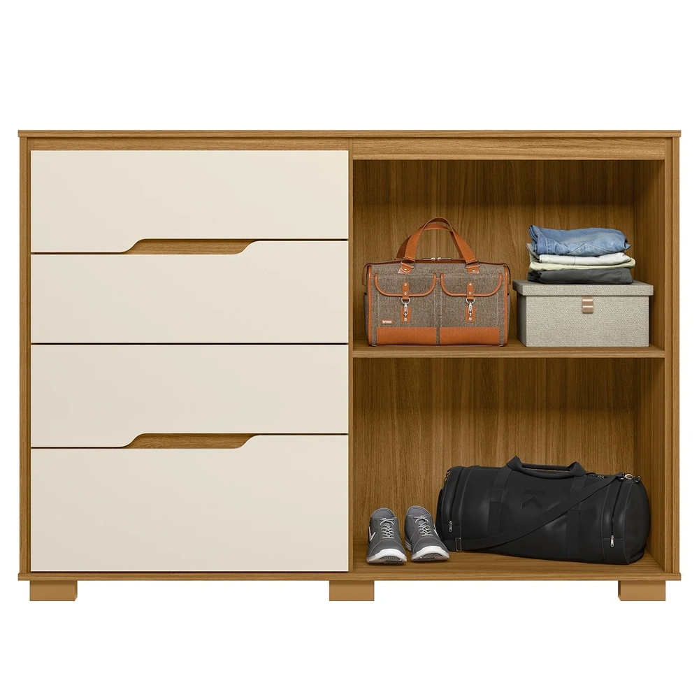 Cômoda Para Quarto 4 Gavetas 147cm Gênova Z17 Freijó/Off White - Mpozenato