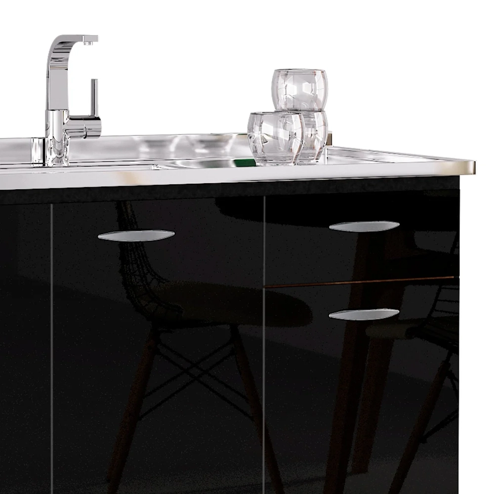 Armário de Cozinha CP01 Com Pia Inox Classic Z46 Preto - Mpozenato