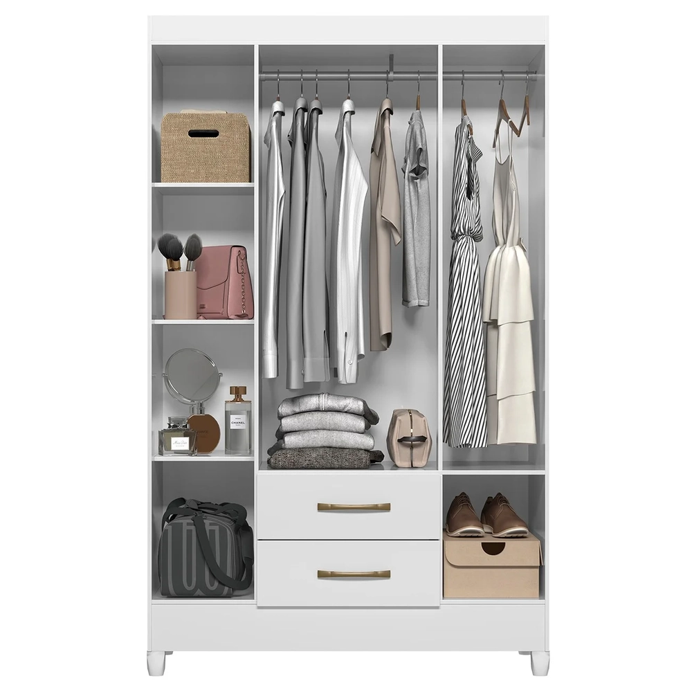 Guarda Roupa Solteiro 111cm 4 Portas Évora Z17 Branco - Mpozenato
