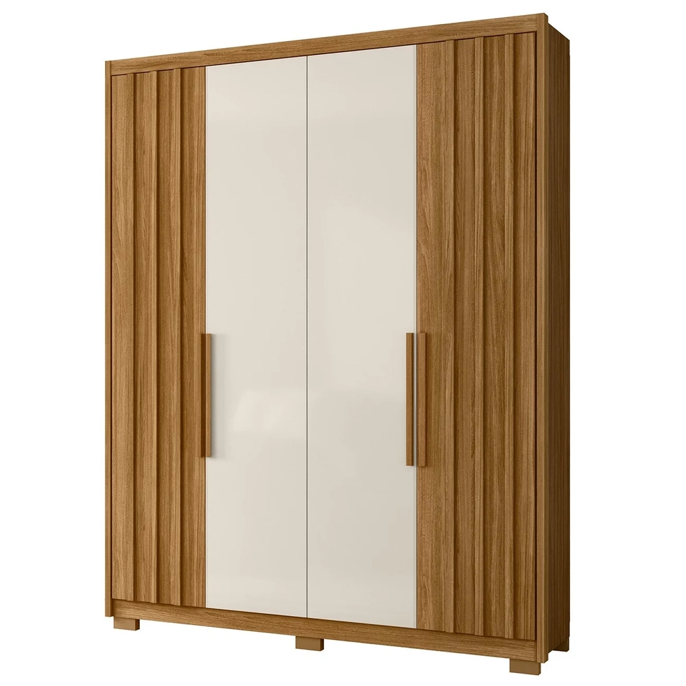 Guarda Roupa Solteiro 176cm Ripado Milão Z17 Freijó/Off White - Mpozenato