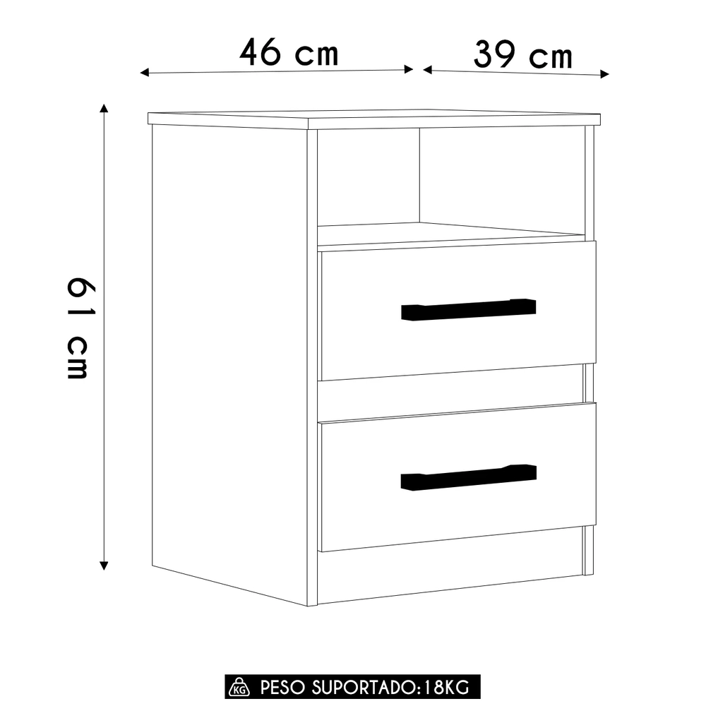Mesa de Cabeceira Para Quarto 2 Gavetas Ares Z17 Freijó - Mpozenato
