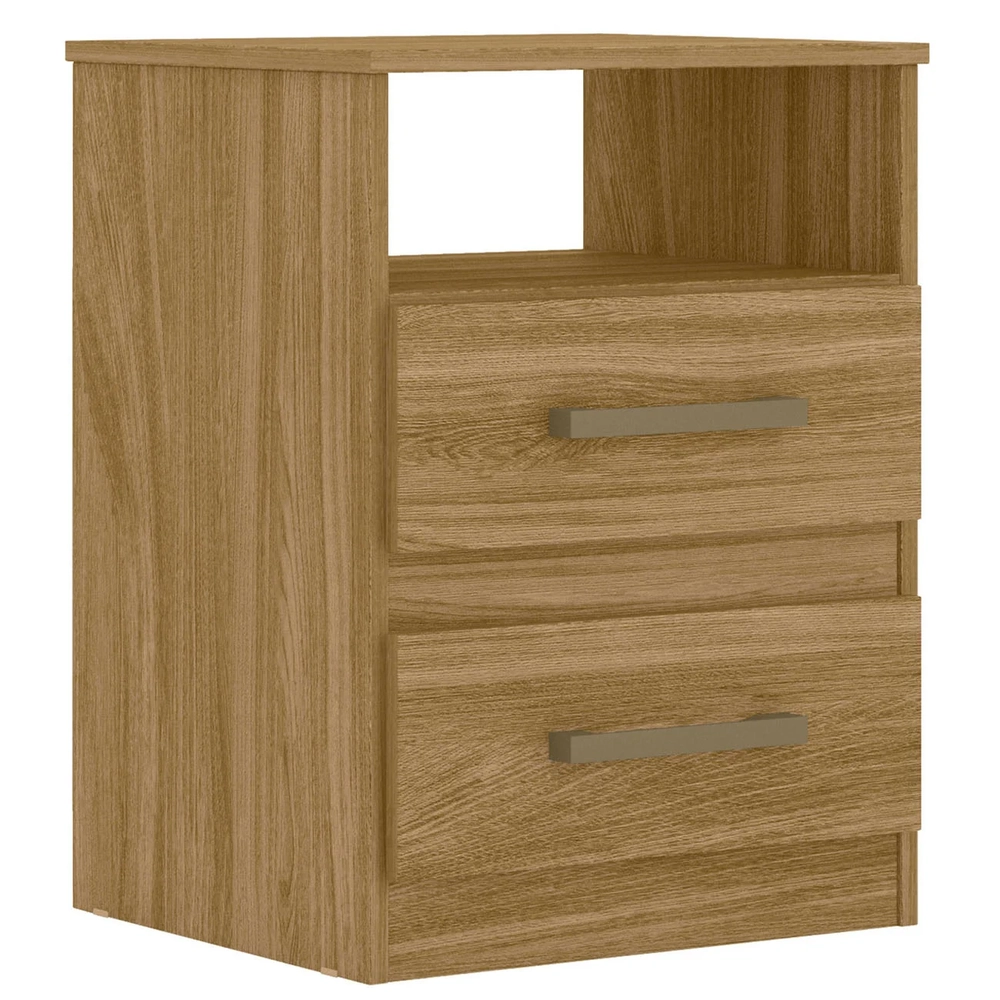 Mesa de Cabeceira Para Quarto 2 Gavetas Kit 2 Ares Z17 freijó - Mpozenato