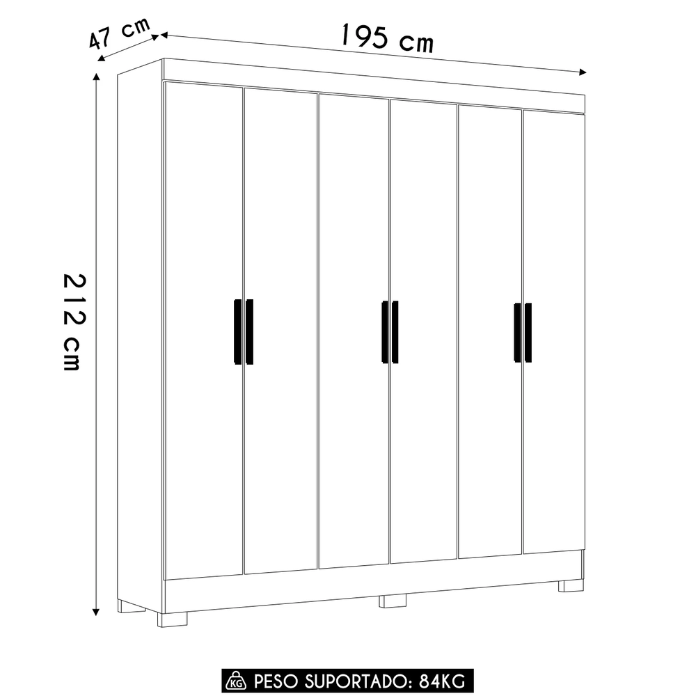 Guarda Roupa Casal 195cm Ripado Arlon Z17 Freijó/Off White - Mpozenato
