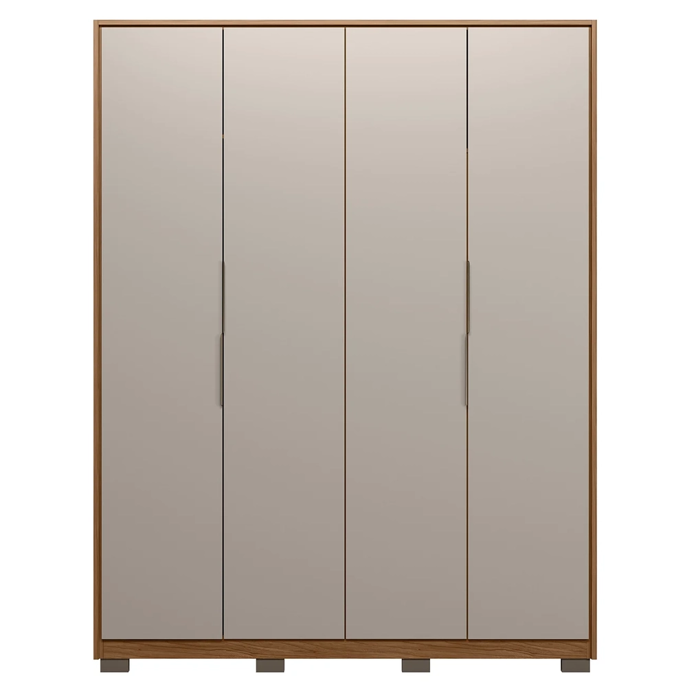 Guarda Roupa Casal 180cm 4 Portas Atren D02 Nogueira/Nude - Mpozenato
