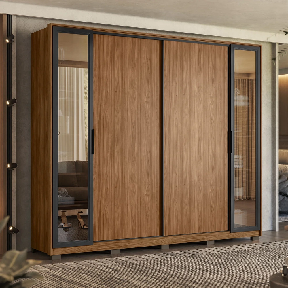 Guarda Roupa Casal 267cm Loreto Flex D02 Nogueira/Nude - Mpozenato