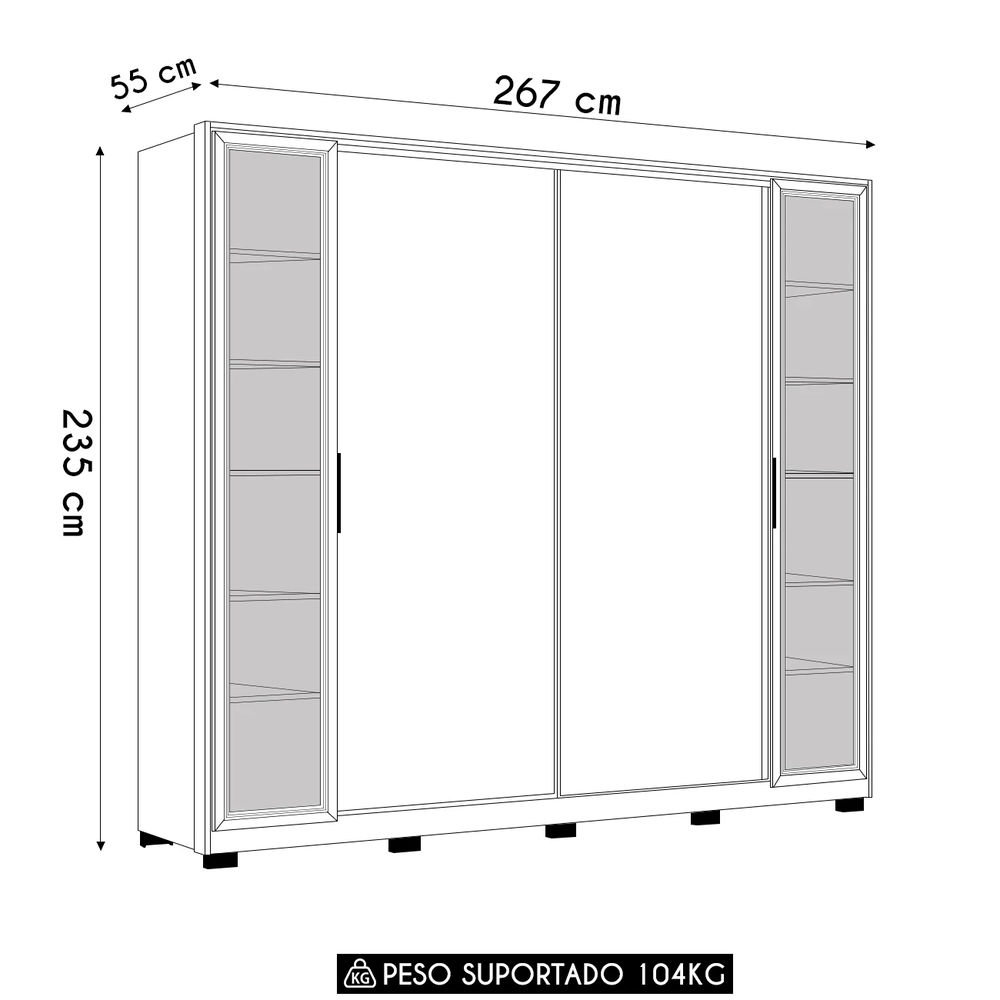 Guarda Roupa Casal 267cm Loreto Flex D02 Nogueira/Nude - Mpozenato