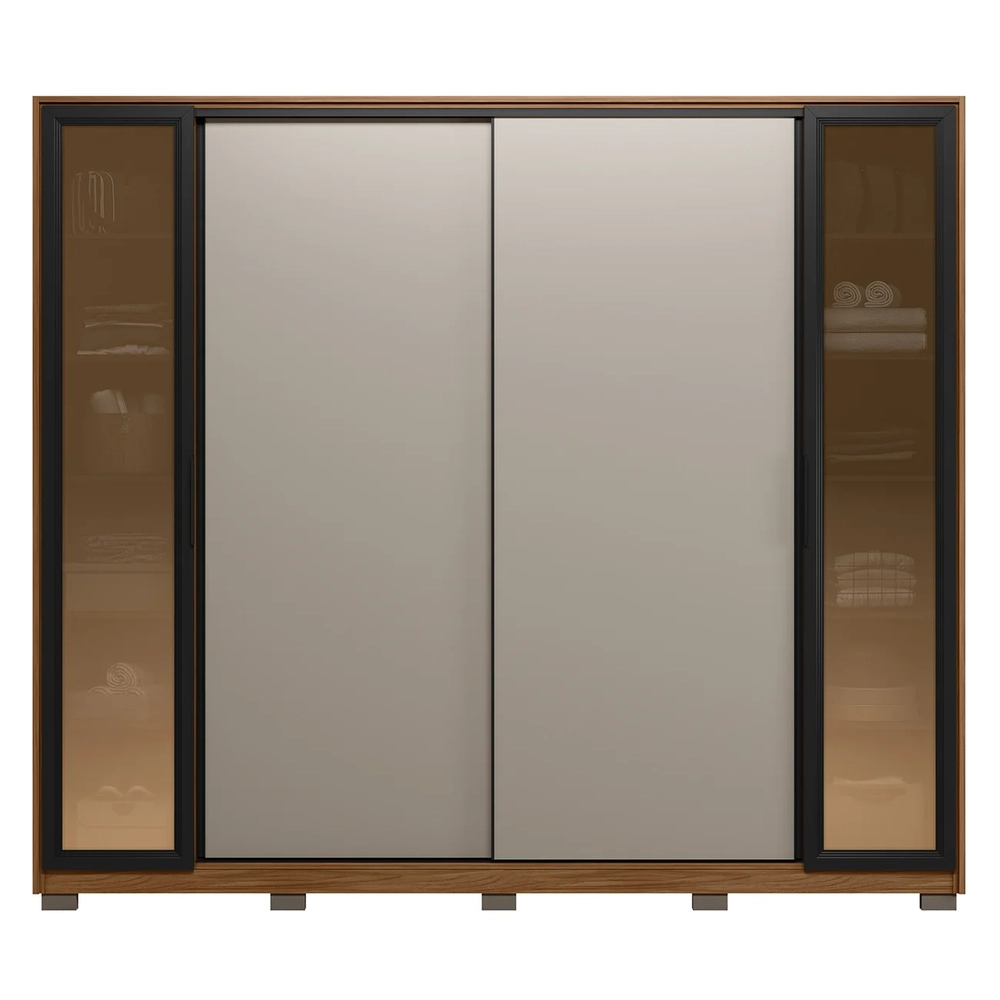 Guarda Roupa Casal 267cm Loreto Flex D02 Nogueira/Nude - Mpozenato