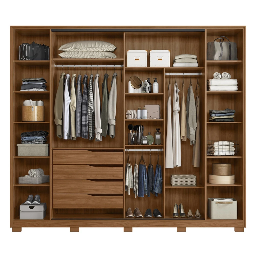 Guarda Roupa Casal 267cm Loreto Flex D02 Nogueira/Nude - Mpozenato