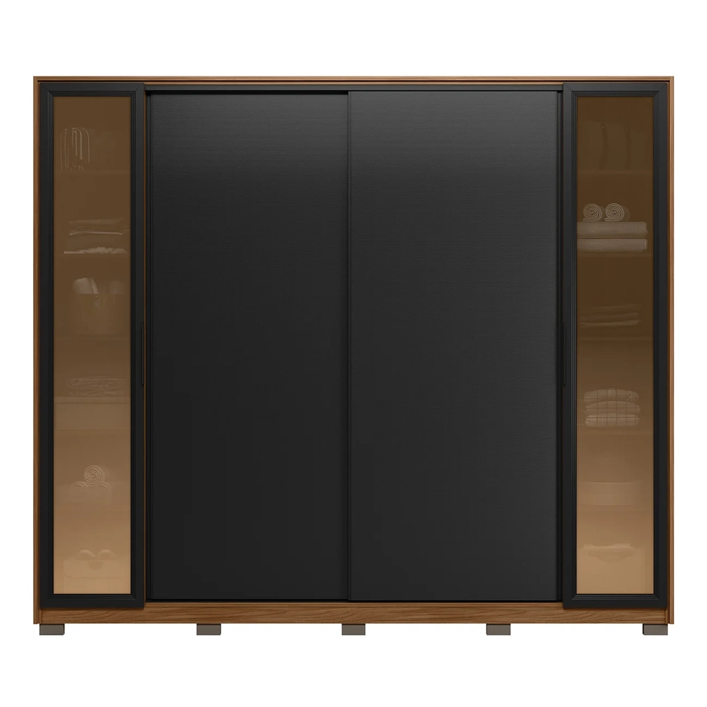 Guarda Roupa Casal 267cm Loreto D02 Nogueira/Preto - Mpozenato