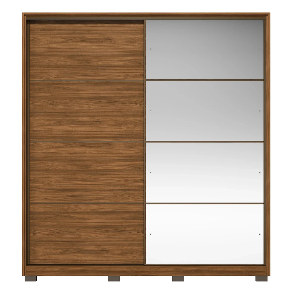 Guarda Roupa Casal 217cm Belvia Flex D02 Nogueira/Preto - Mpozenato