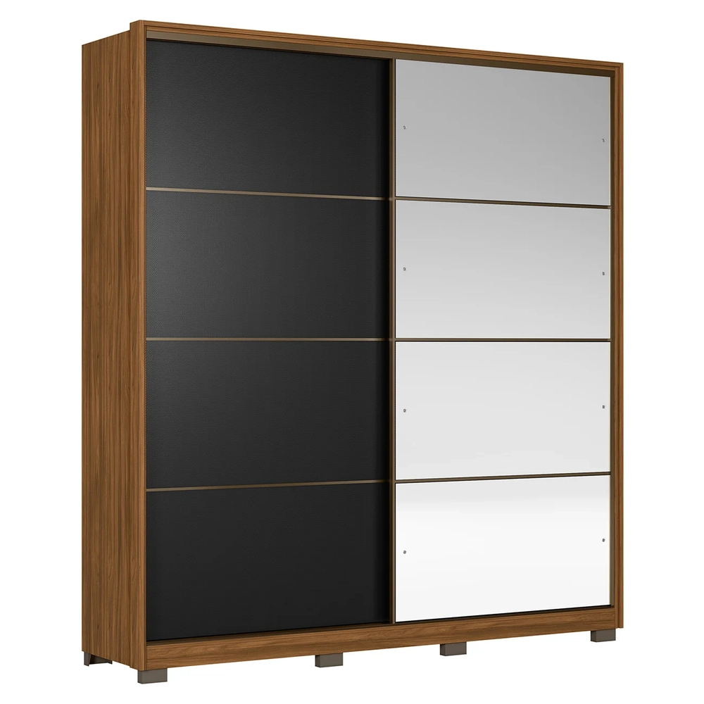 Guarda Roupa Casal 217cm Belvia Flex D02 Nogueira/Preto - Mpozenato