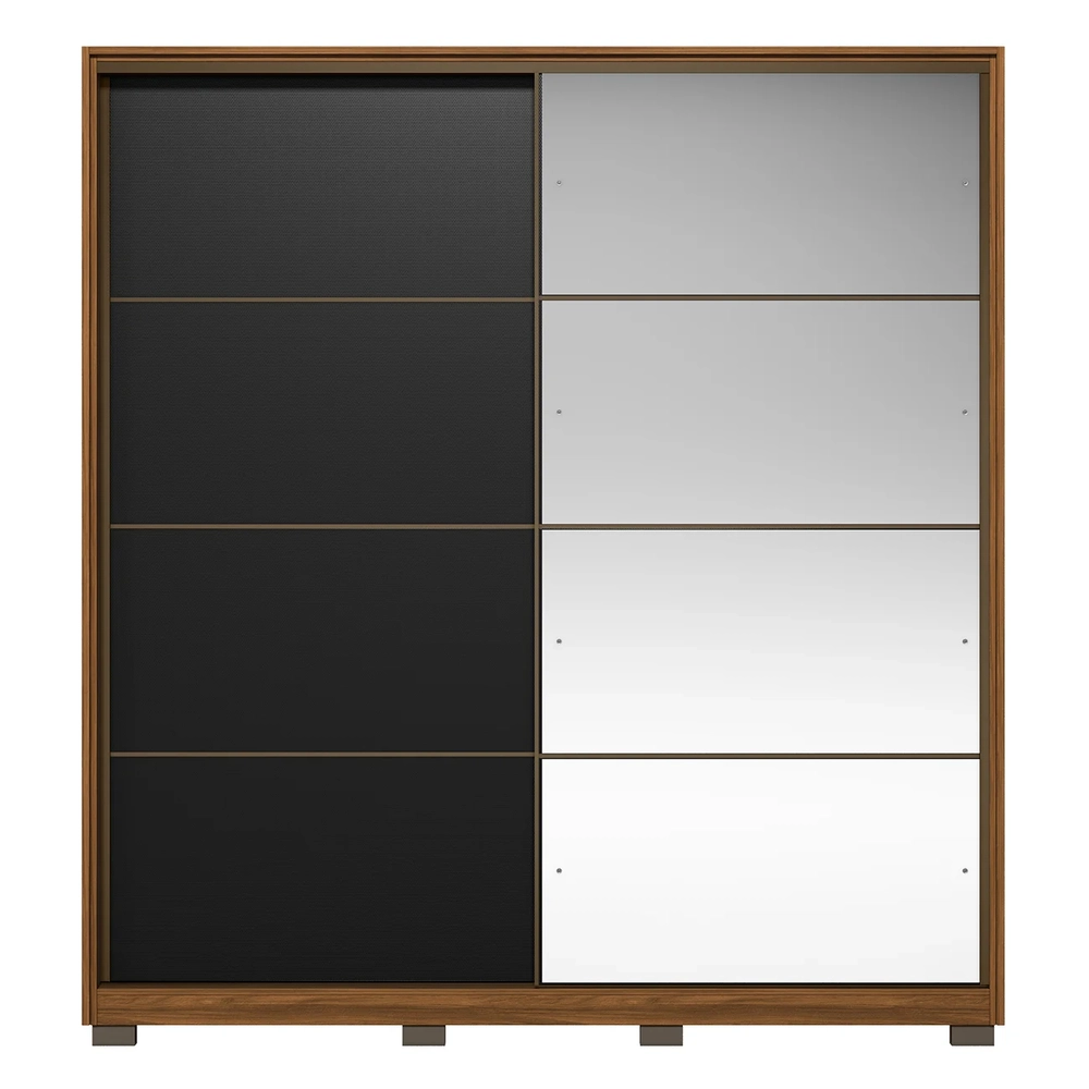 Guarda Roupa Casal 217cm Belvia Flex D02 Nogueira/Preto - Mpozenato