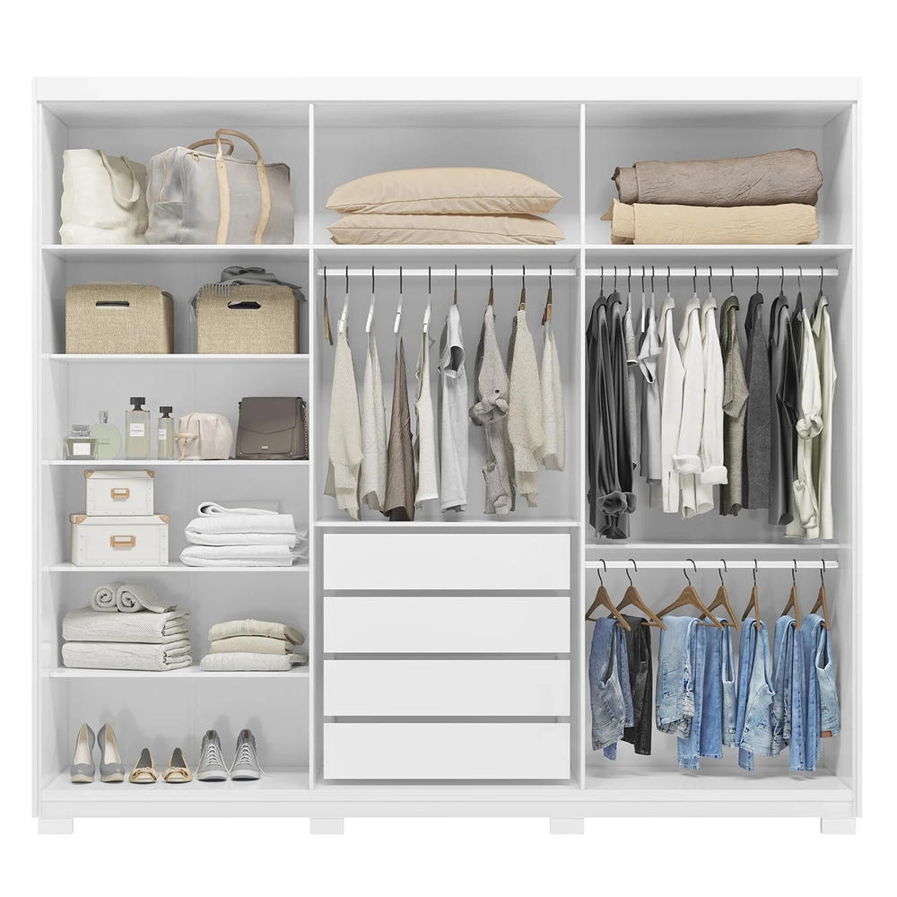 Guarda Roupa Casal 241cm 6 Portas Vanny D02 Branco - Mpozenato