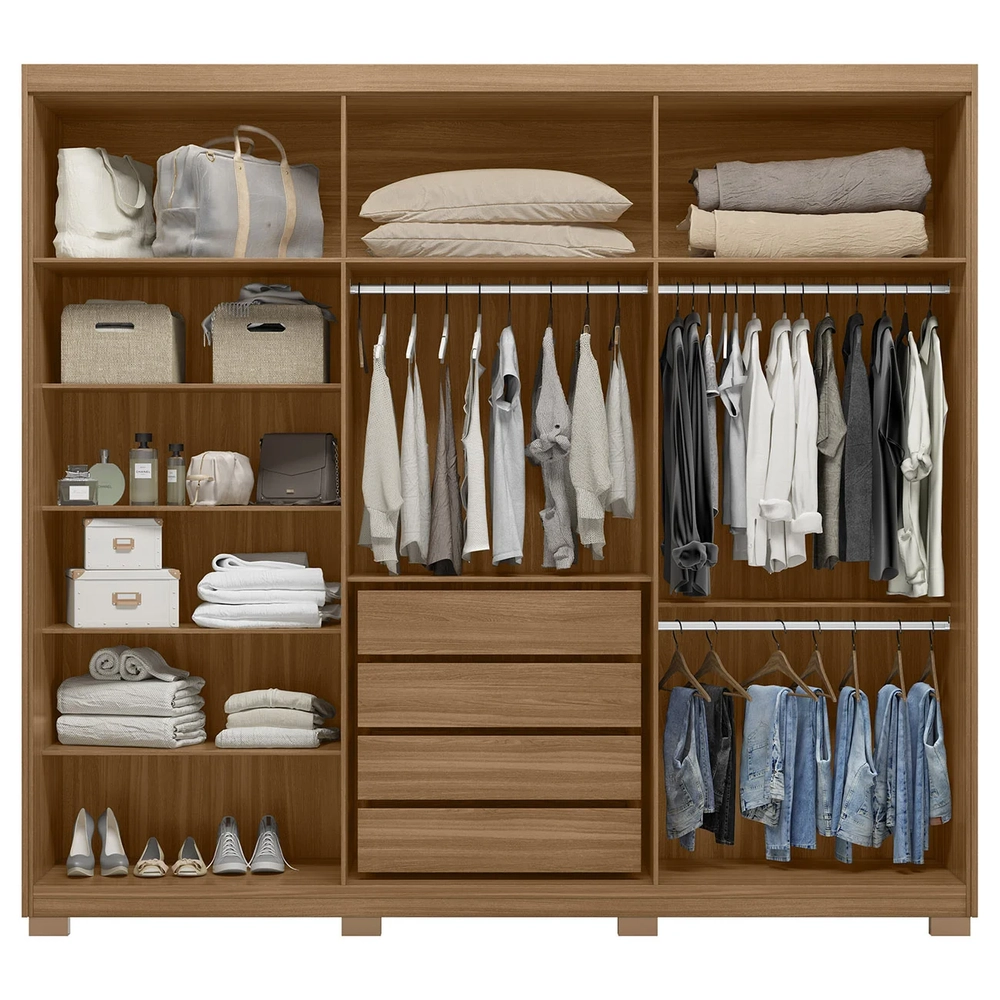 Guarda Roupa Casal 241cm 6 Portas Vanny D02 Amêndola/Off - Mpozenato