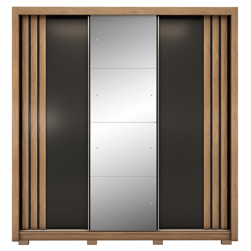 Guarda Roupa Casal 210cm Com Espelho Moly Flex D02 Nude/Preto - Mpozenato