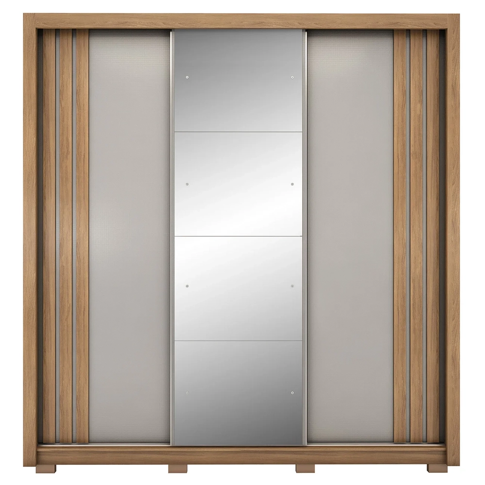 Guarda Roupa Casal 210cm Com Espelho Moly Flex D02 Nude/Preto - Mpozenato