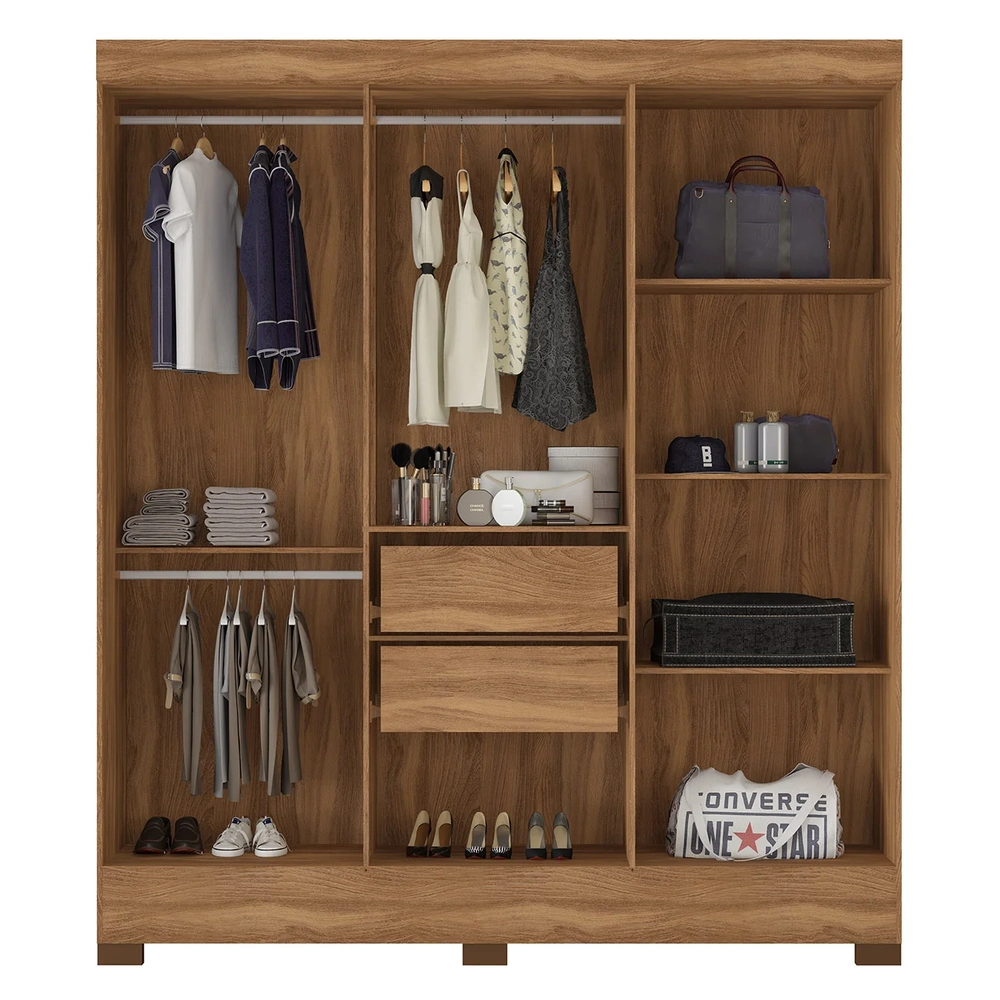 Guarda Roupa Casal 180cm 6 Portas Vanci D02 Amêndola/Off - Mpozenato