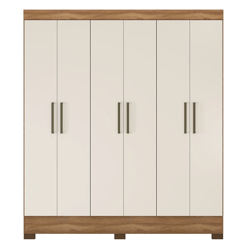 Guarda Roupa Casal 180cm 6 Portas Vanci D02 Amêndola/Off - Mpozenato