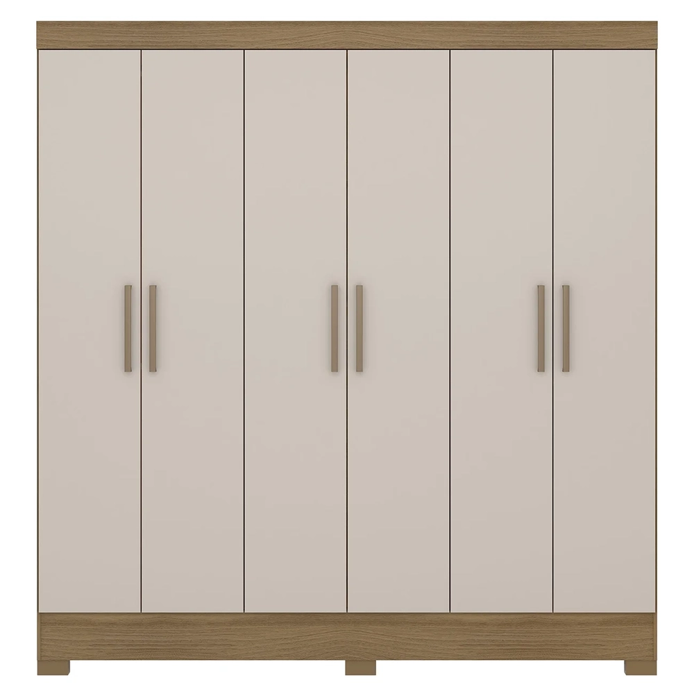 Guarda Roupa Casal 201cm 6 Portas Pratik D02 Amêndola/Off - Mpozenato