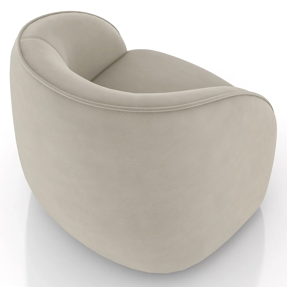 Poltrona para Sala Orgânica 90cm Zion Z32 Veludo Bege - Mpozenato