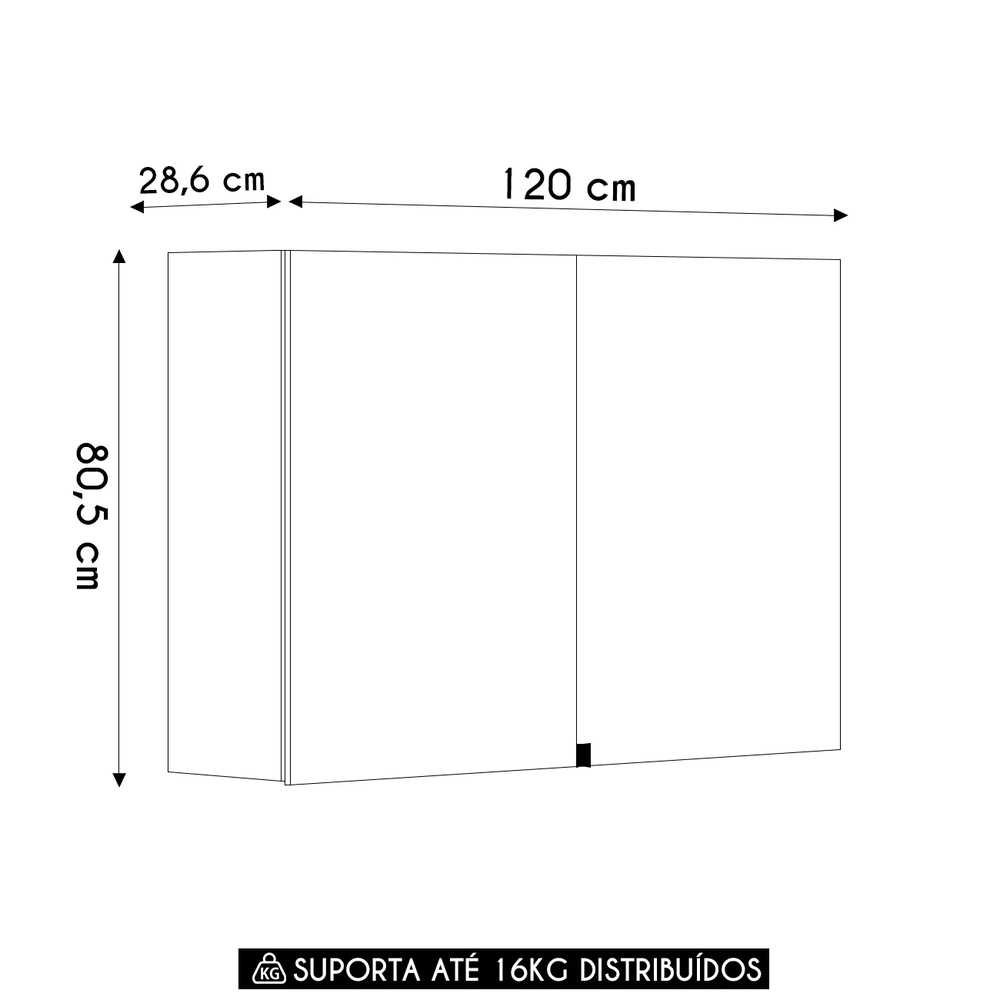 Armário de Cozinha Aéreo 120cm 2 Portas Minsk Z06 Freijó/Soft - Mpozenato