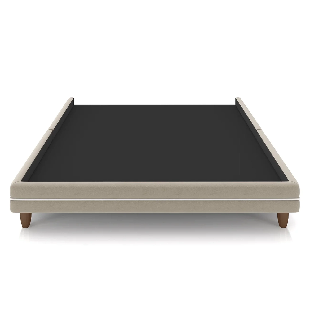 Cama Casal Base Box 140cm Many Z37 Veludo Bege - Mpozenato