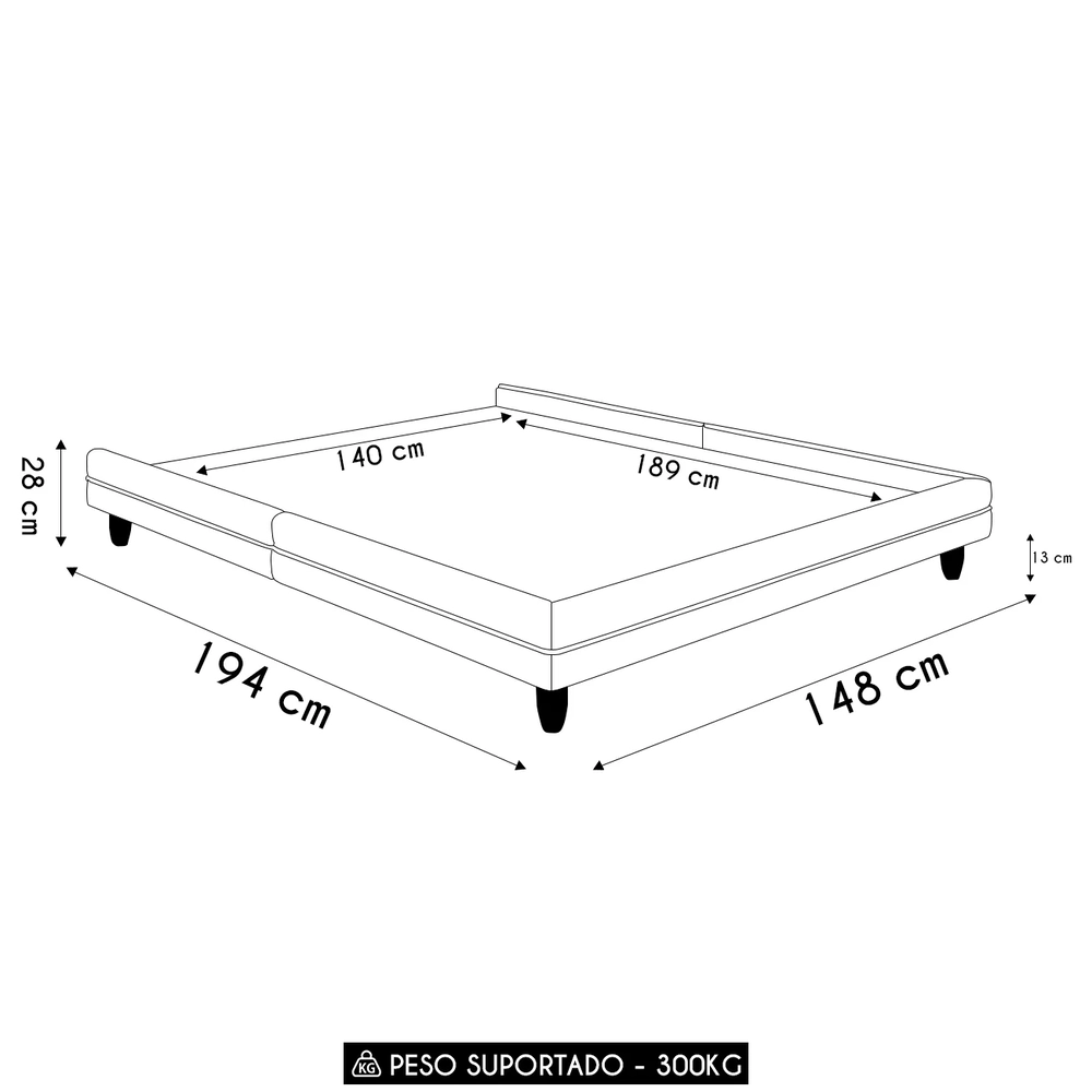 Cama Casal Base Box 140cm Many Z37 Veludo Bege - Mpozenato