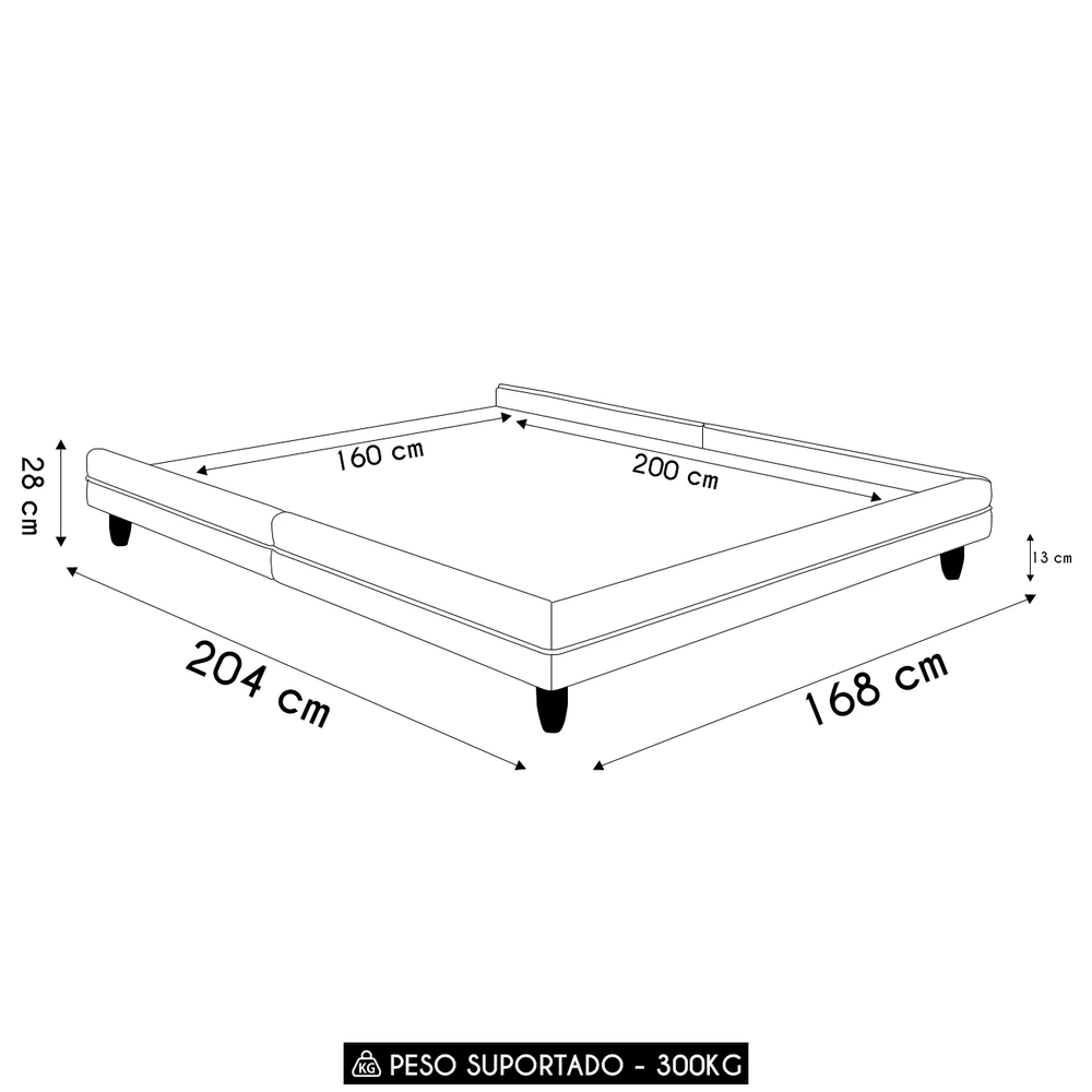 Cama Queen Base Box 160cm Many Z37 Linho Cinza - Mpozenato