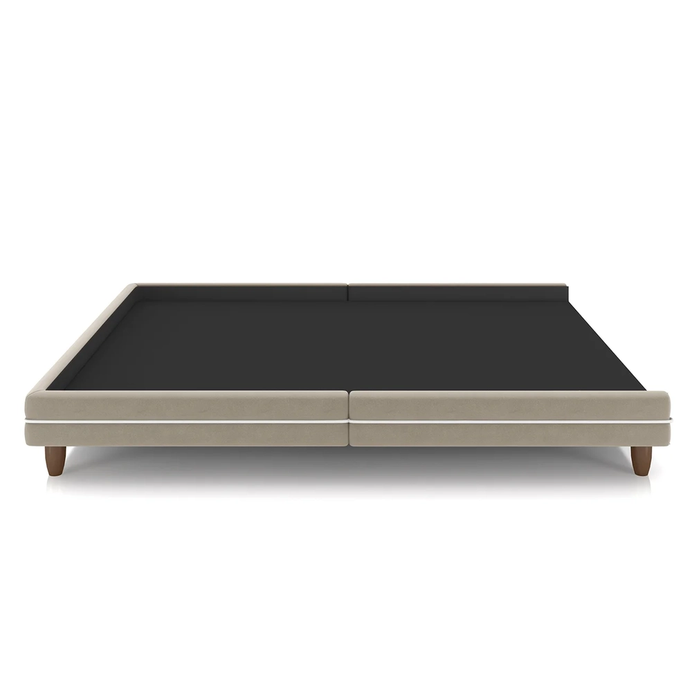 Cama Queen Base Box 160cm Many Z37 Veludo Bege - Mpozenato