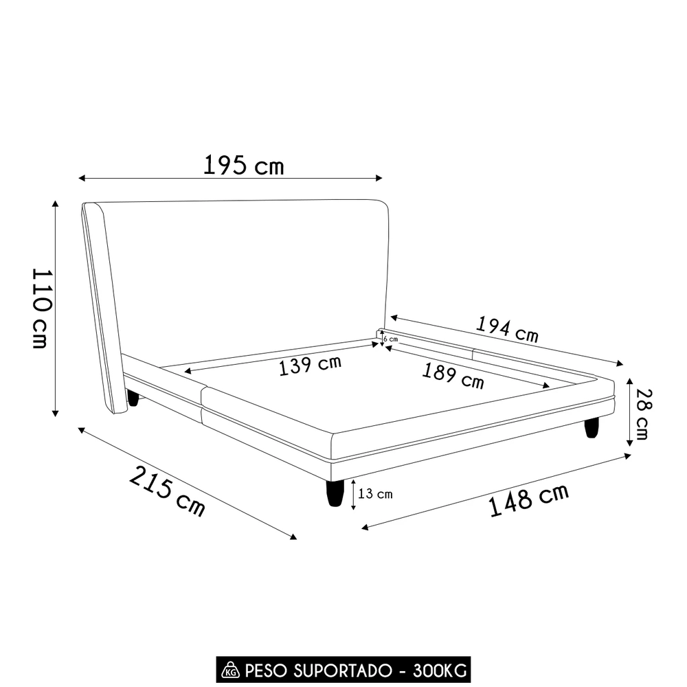 Cama Casal 140cm Com Cabeceira Many Z37 Bouclê Off/Caramelo - Mpozenato