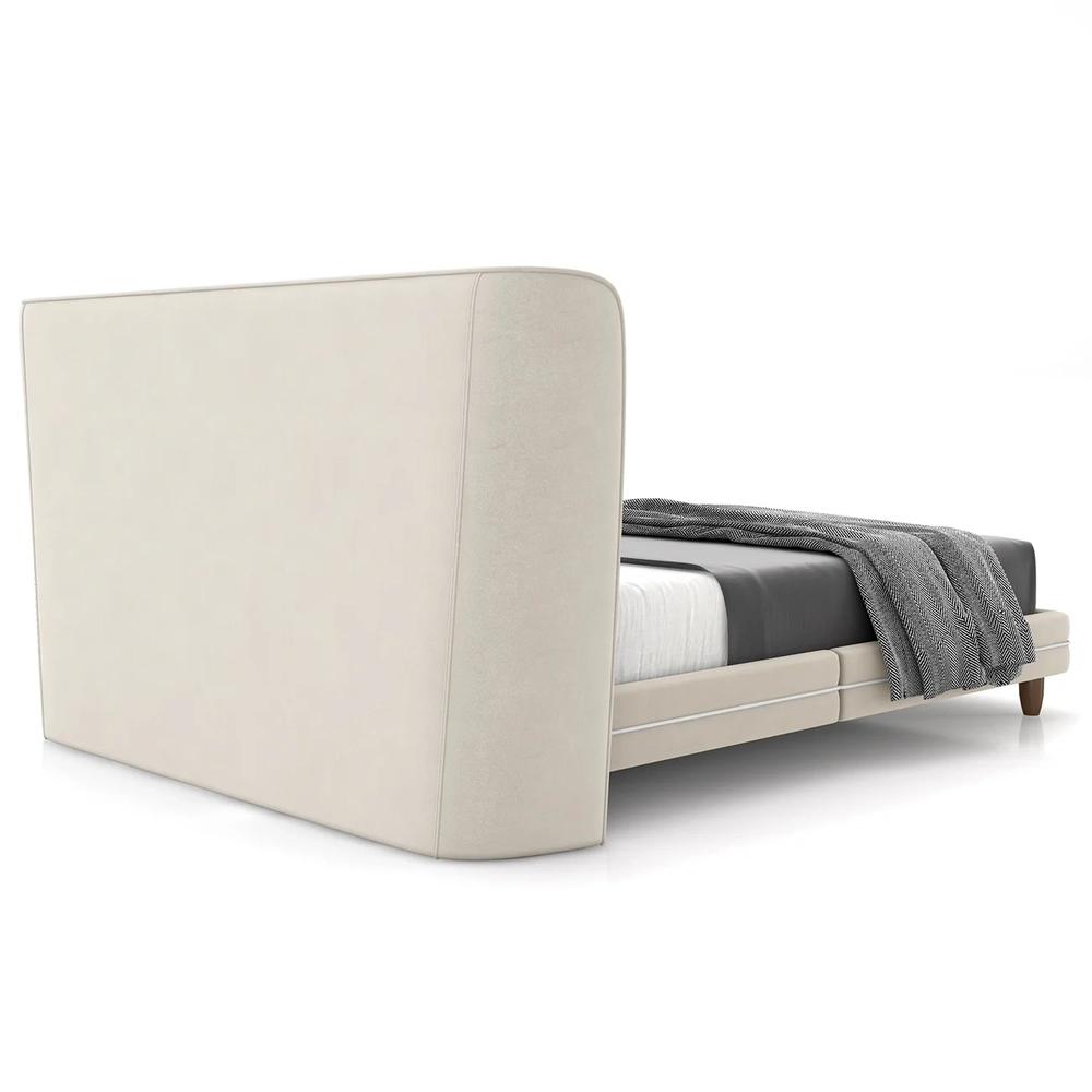 Cama Queen 160cm Com Cabeceira Many Z37 Veludo Bege - Mpozenato