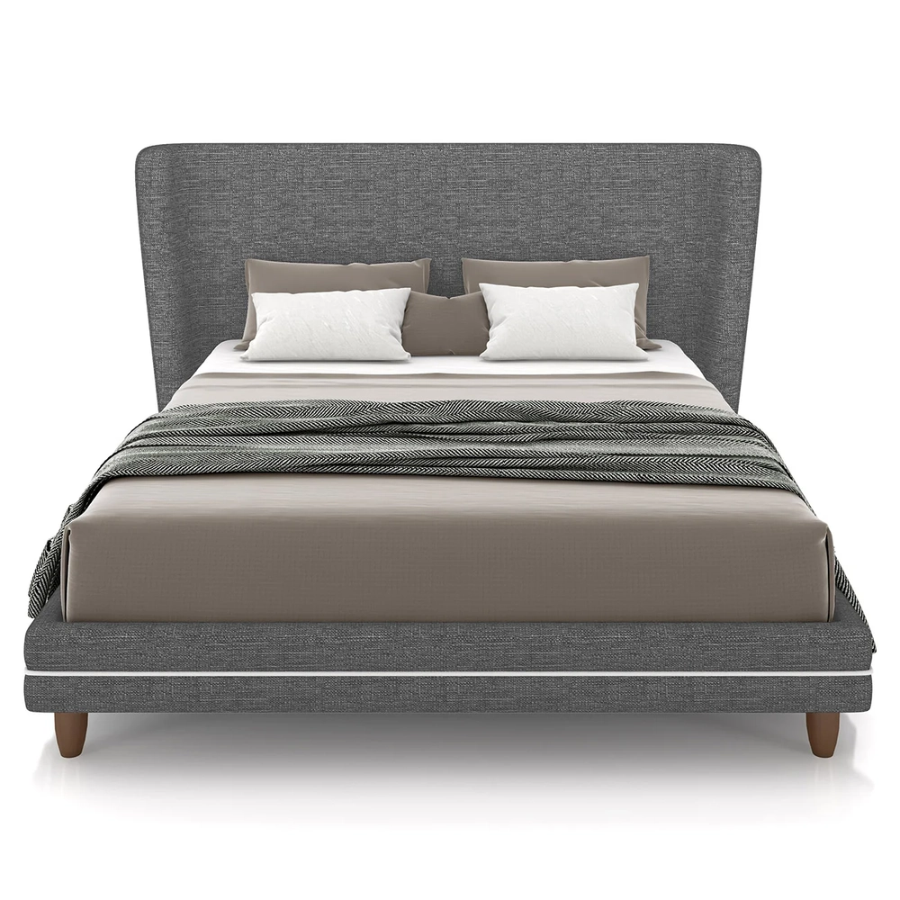 Cama Queen 160cm Com Cabeceira Many Z37 Linho Cinza - Mpozenato