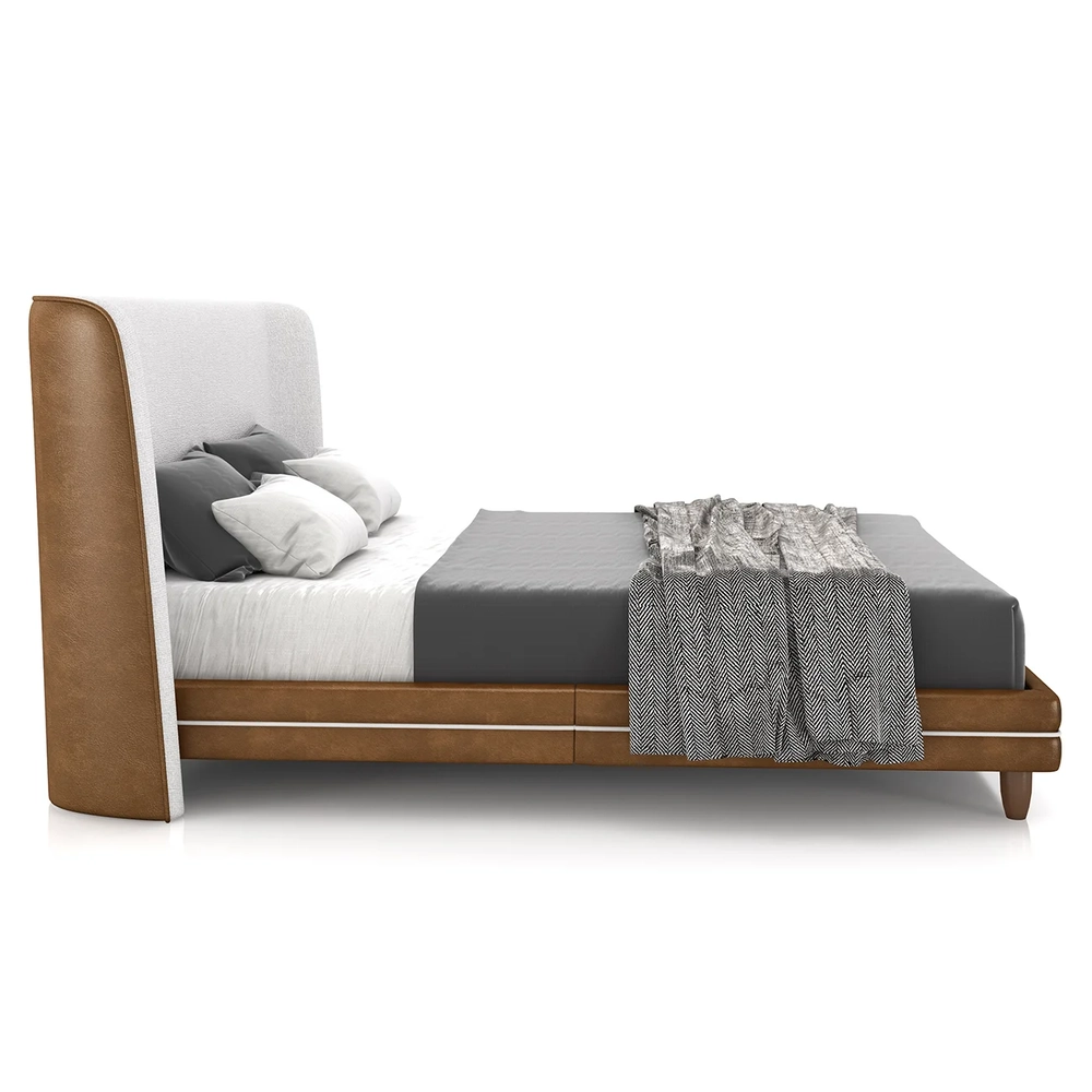 Cama Queen 160cm Com Cabeceira Many Z37 Bouclê Off/Caramelo - Mpozenato