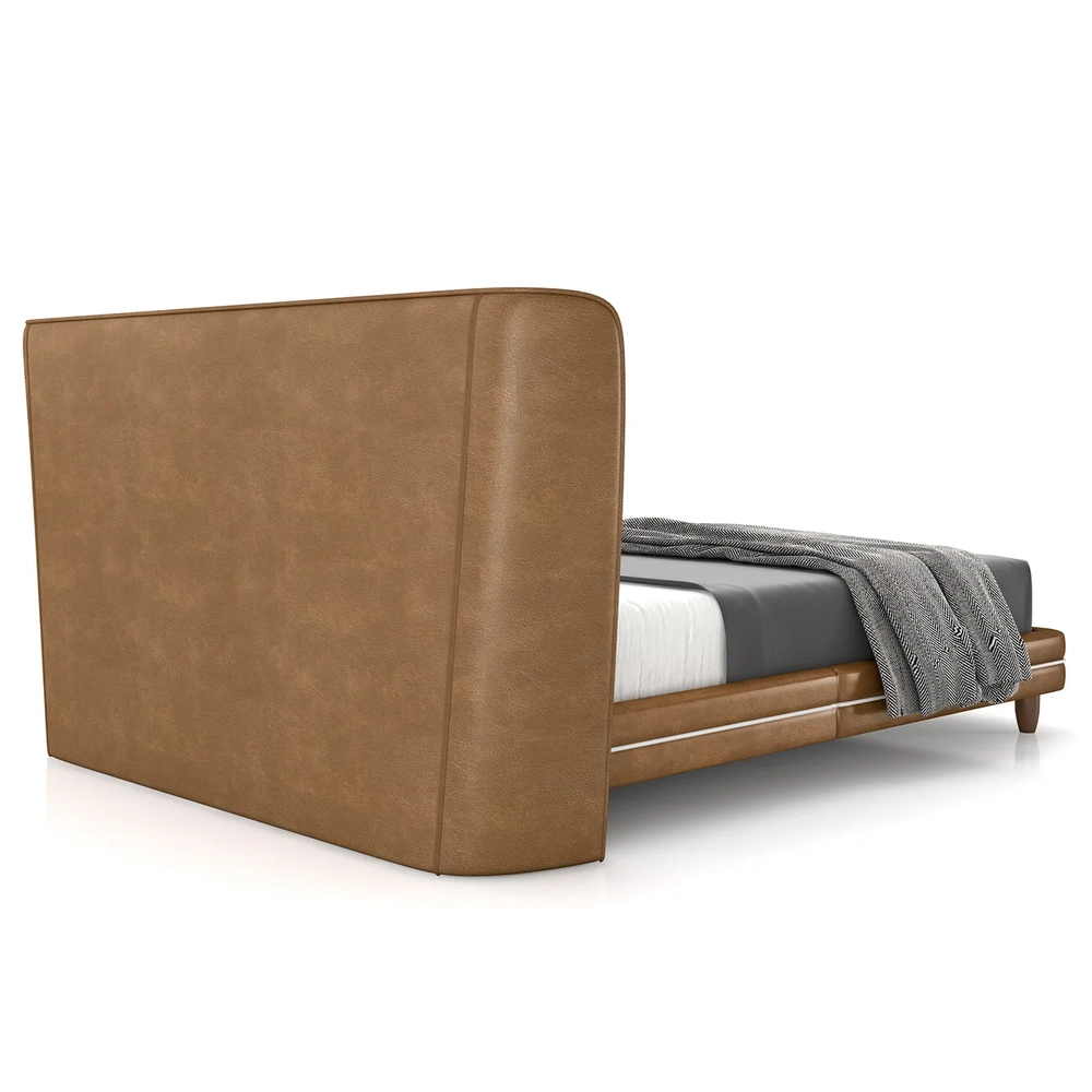 Cama King 195cm Com Cabeceira Many Z37 Bouclê Off/Caramelo - Mpozenato